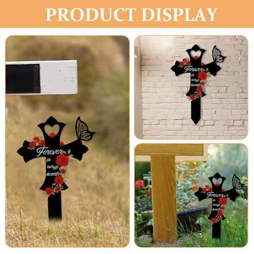 Cruz para decoração de cemitério (1 peça) 9,8 x 6,9 x 0,04 polegadas 1