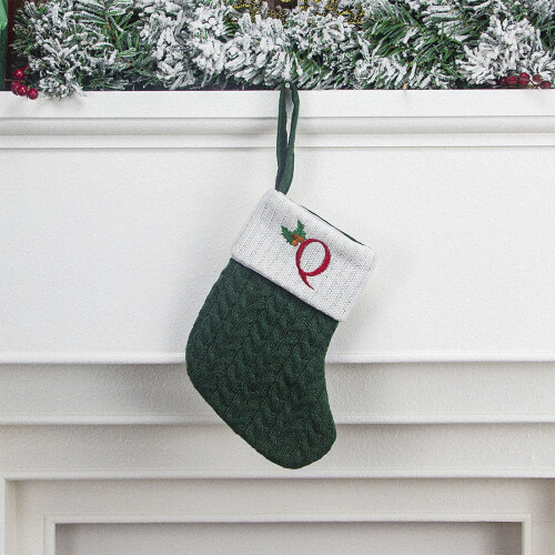 Weihnachtsstrumpf mit großem Buchstaben, Polyester, 20 x 16 cm