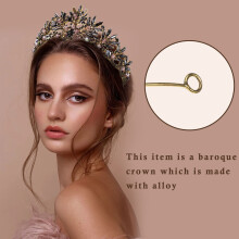 1Pc Baroque Crown Black Wedding Headdress Rhinestones Hairwear for Elegant Decoration