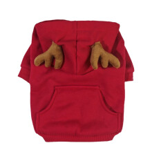 Trui met capuchon en zakken, maat S en M, rood met kattenprint.