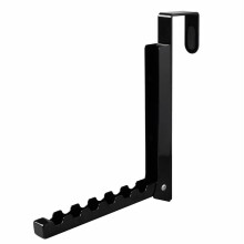 Foldable Over Door Hooks, 2Pcs White – 6-Groove Towel Rack for Clothes, Coats, Robes, Bags; Compatible with Standard Doors