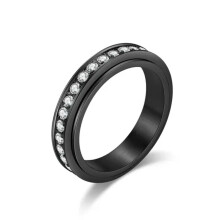CZ Anxiety Ring Silver Stainless Steel for Women and Men