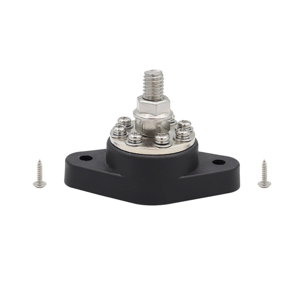 Single Stud Battery Junction Post Heavy Duty Power Ground Junction Block Power Distribution Studs Terminal Black M10 9405492512580