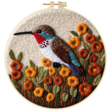 Wool Felt Painting Kit for Beginners – DIY Needle Felting Set with Frame, Bird & Floral Designs, Compatible with Type 7