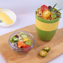 2 tazze per farina d'avena con coperchio, tazza per yogurt con cucchiaio, tazza doppia per la colazione da asporto, ideale per l'ufficio.