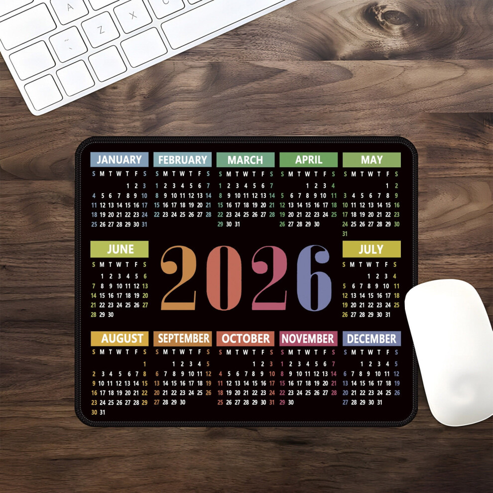 Colorful 2026 Calendar Mouse Pad, 30X25cm, Waterproof & Durable Desk Mat For Home/Office Â Compatible With All Mice 9405492512177