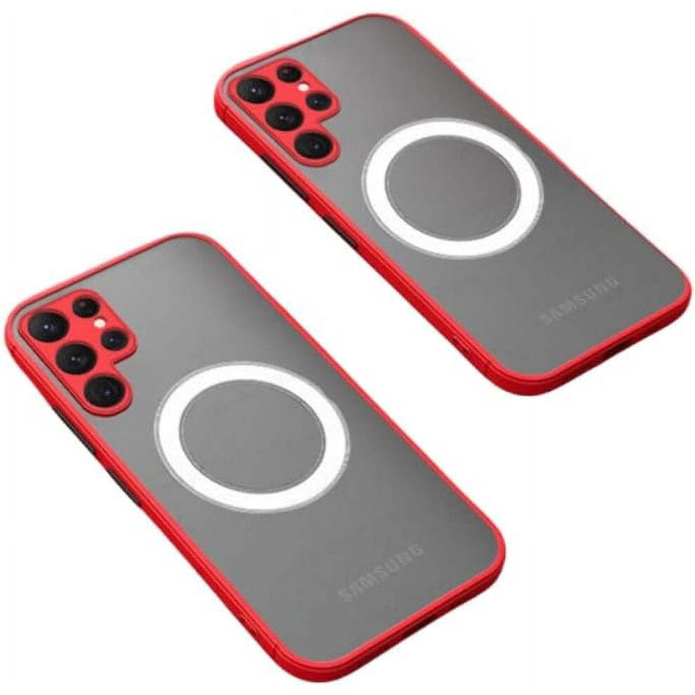 Magnetic Frosted Hard Case, Thin & Light For Compatible With Samsung Galaxy S23/S22/S21 Ultra/Plus/Fe/Note20/Note10 (, S21 Plus) Red 9405492512115