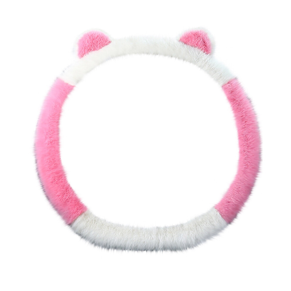 Winter Steering Wheel Cover With Soft Plush Material For Easy Installation And Grip Pink 9405492514249