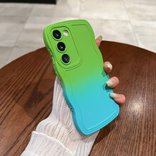 Gradient Curly Wave Frame Shockproof Silicone Case for Galaxy A53 5G – Green/Blue, compatible with Samsung Galaxy A53 5G
