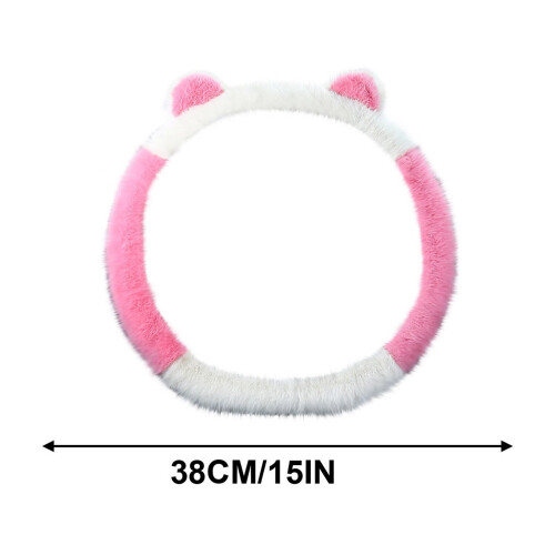 Plush Steering Wheel Cover Winter Warm Elastic Fit 2