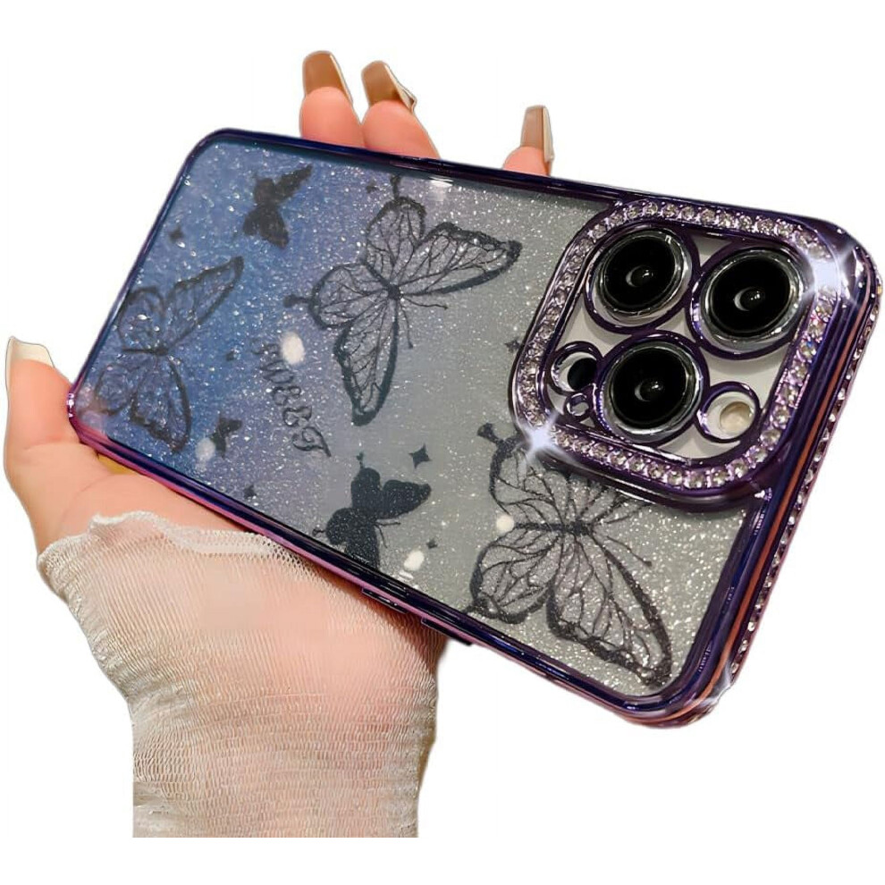 Luxury Crystal Rhinestone Butterfly Phone Case Â Shockproof & Compatible With Iphone 11 Pro Max Purple 9405492513594