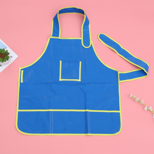 Kids Painting Aprons Blue Plastic Waterproof 3 Pcs 2