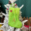 Grüne gestrickte Weihnachtsstrumpfbeutel mit Stickerei 1