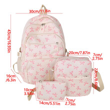 Schleifenrucksack, 3er-Set, für Teenager und Frauen, süßes Rucksack-Set, ästhetischer Tagesrucksack mit Schleife für den Schulbeginn