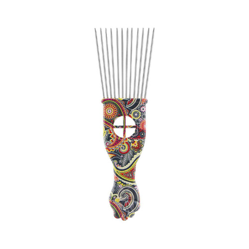 (Pattern K2) Steel Needle-Pick Comb Floral Barber Styling Tool