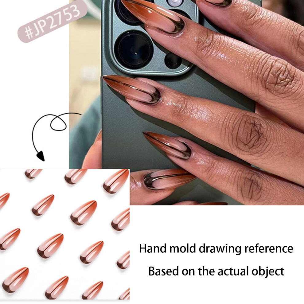 Dachuang Beauty (Standard) Gradient French False Nails - Long Lasting Pointed Edge