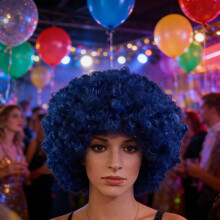 (Navy Blue 1 pc, One Size) Big Afro Wig for Cosplay & Halloween Parties