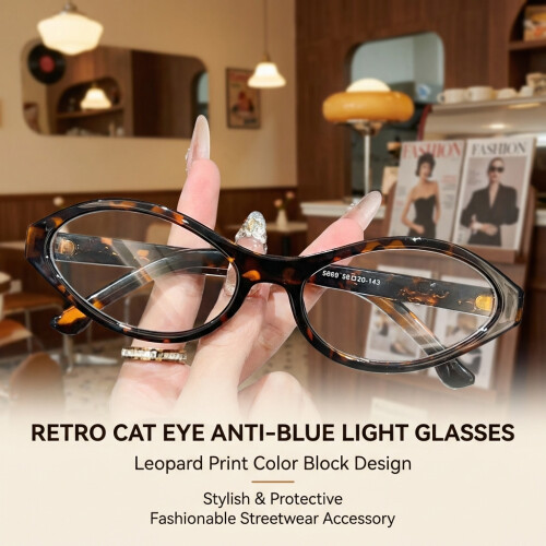 (A) Damen Retro Cat-Eye Brillen Blaulichtschutz 1
