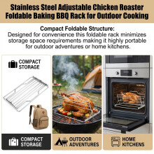 Foldable BBQ Chicken Roaster - Stainless Steel