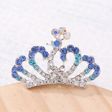 (F001 Blue Diamond, Small trumpet [suitable for around three years old) Shiny Rhinestone Princess Tiara for Kids