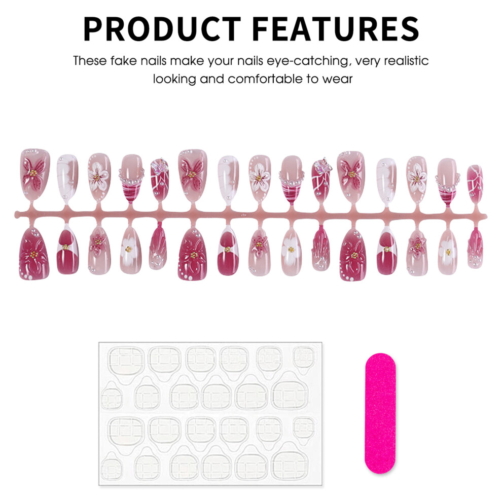 Dachuang Beauty 30Pcs Pearl Almond False Nails For Wedding Party