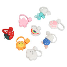 8pcs Silicone Cartoon Straw Covers Dustproof, Reusable, Portable