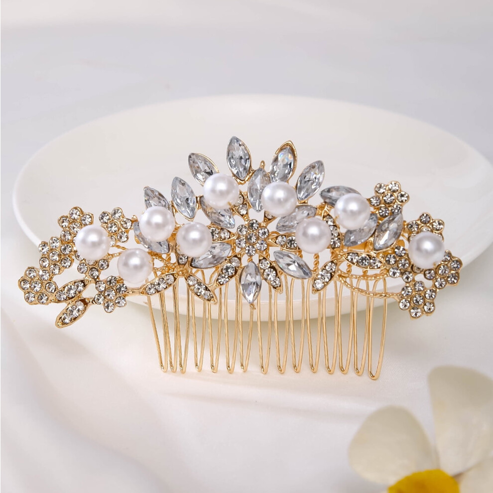 Bride Wedding Hair Comb Rhinestone Crystal 2 pcs