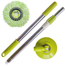 (Green pole Plastic tray 1 drag head) Rotatable Wet Dry Mop for Floors & Cabinets