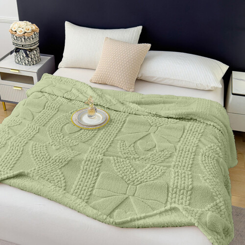Raschel Blanket Soft Thick Double Layer Green 28x39in