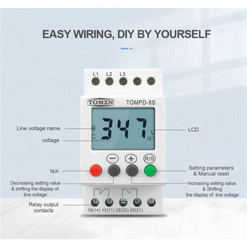 3 Phase Din Rail Adjustable Under over Voltage Protector Voltage Monitoring Sequence Protection Relay 2