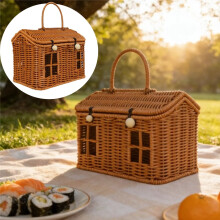 Easter Garden Harvest Basket Light Brown Rattan