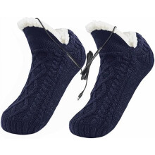 USB Heated Slipper Socks Indoor Foot Warmer Anti-Slip Sole