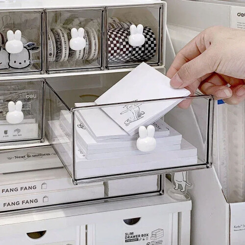 Rabbit Handle Combination Drawer Box Stationery Organizer Desktop Student Multi-Compartment Drawer Pencil Cabinet 1