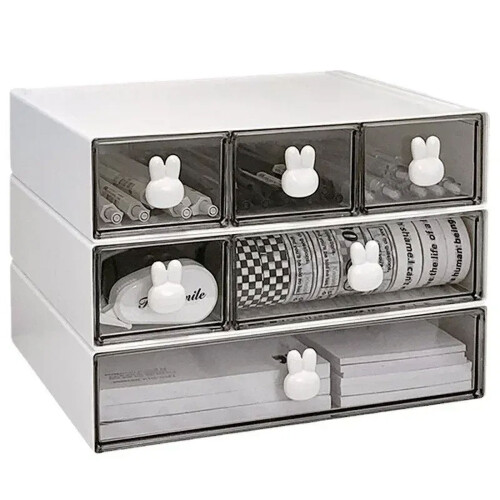 Rabbit Handle Combination Drawer Box Stationery Organizer Desktop Student Multi-Compartment Drawer Pencil Cabinet 2