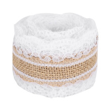 Vintage Inspired Linen Ribbon With Lace Edging For DIY Crafts Wedding Party Home Decor Eco-Conscious Ribbon Supply Elegant Gift Wrapping Table
