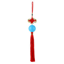 Décoration chinoise artisanale : pompon en fil de coton avec nœud chinois et porte-bonheur. Doux et résistant, il est idéal pour la voiture et la