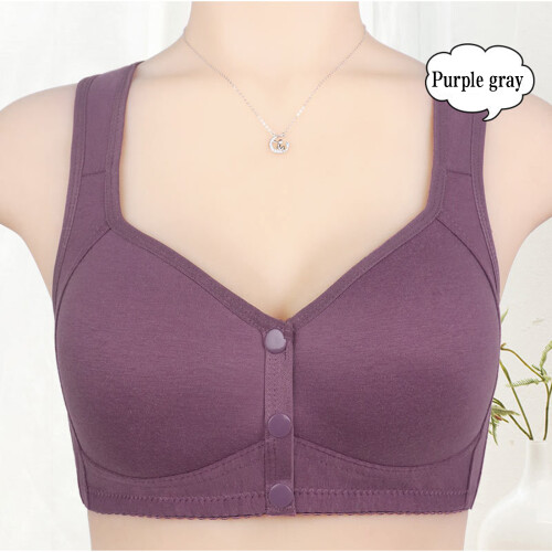 (Purple Gray, 40/90) Wirefree Push Up Bra for Elderly - Back Support
