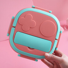 (Pink, Three Grids) Stainless Steel Bento Lunch Box Thickened Food-grade Buckle Design Bento Box for Office Outdoor Camping
