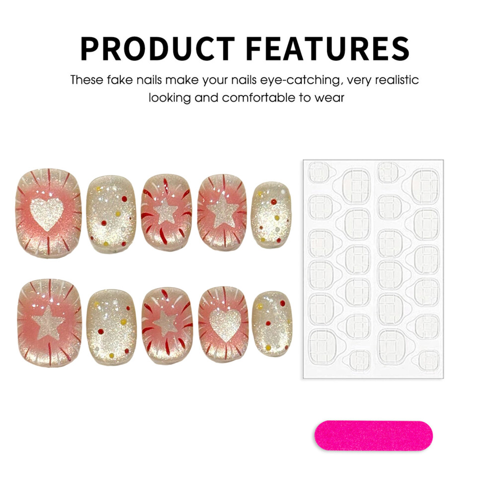 Reach-Tools (Xs) 10Pcs Heart Star Glossy False Nails