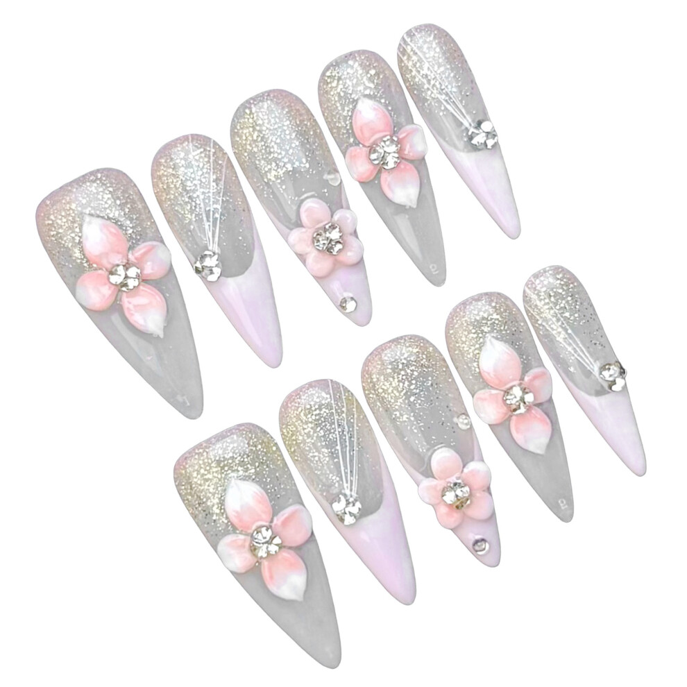 Reach-Tools (Xs) 10Pcs Glitter Fake Nails For Women