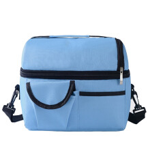 (Sky Blue) Large Insulated Leak Proof Lunch Bag Double Layer Food Insulation Bag Ice Bag