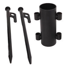 Iron Camping Tent Rod Holder with Rust Protection, 20cm Spike, Black