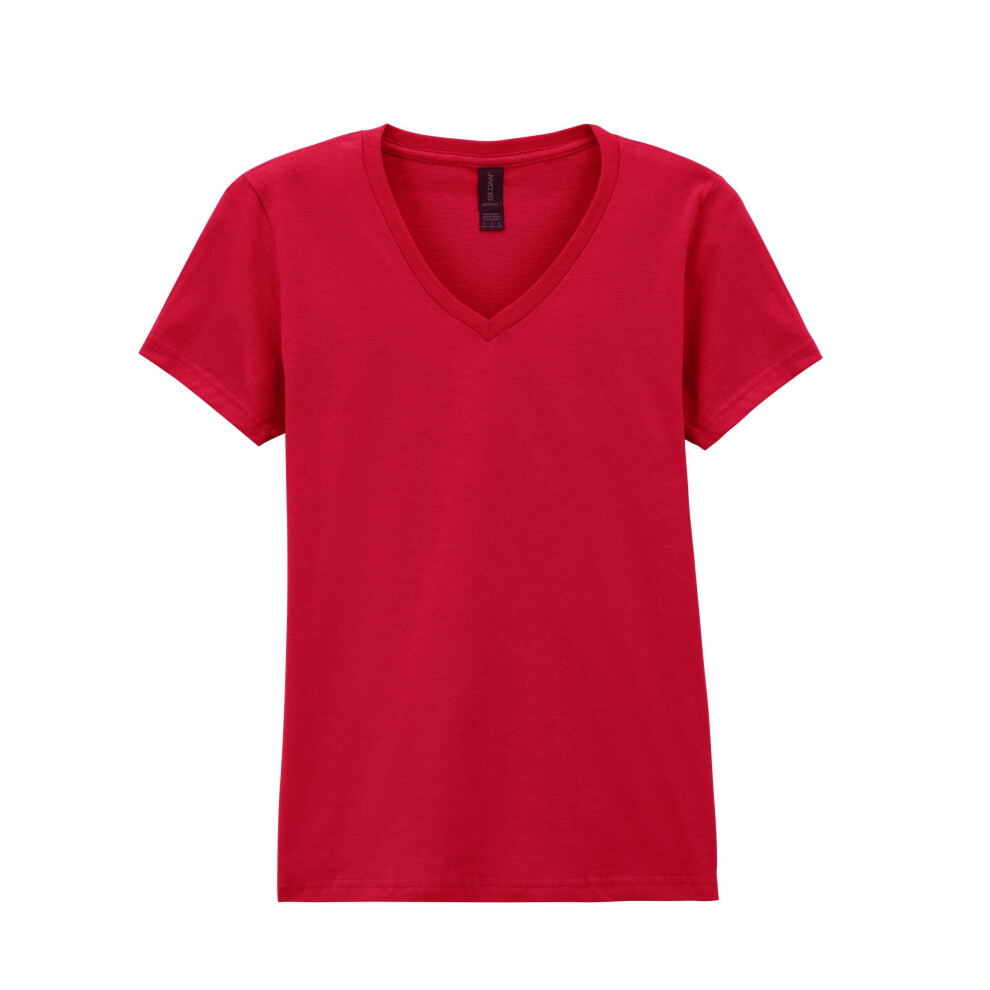 Gildan (Xl, Cherry ) Womens/Ladies Soft V Neck T-Shirt Red