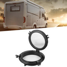 Plastic Anti Aging Round Porthole Ventilation Window 4mm Glass Black