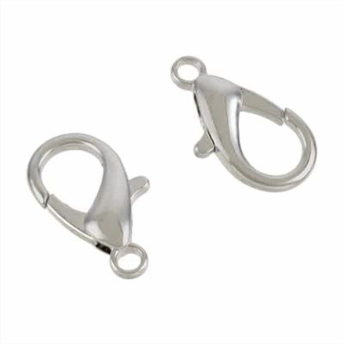 Rhodium Lobster Claw Clasp 23mm 12 Pack