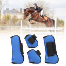 Pferdetendongen-Gamaschen Set aus 4 PU-Schale, stoßdämpfende Springgamaschen, Blau, L