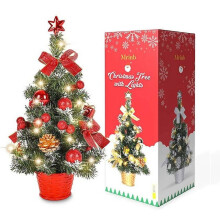 Mini Red Artificial Christmas Tree 18 inch with 15 LED