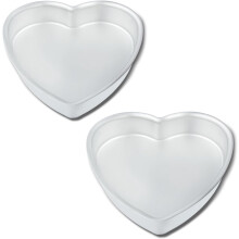 Heart-Shaped Aluminum Cake Pan 10 inch 2 inch Deep Set of 2