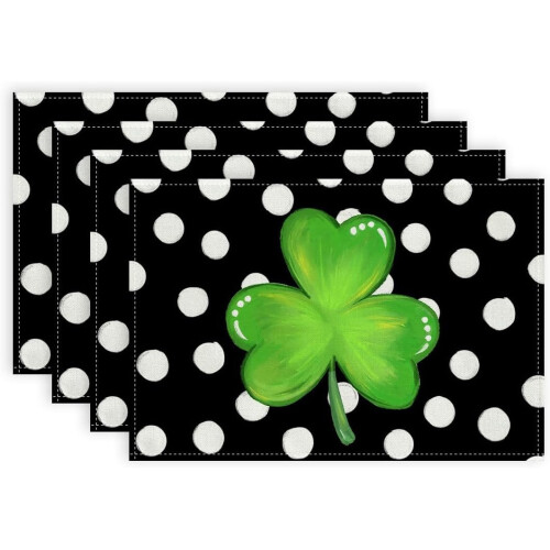 St. Patrick's Day Placemats Rustic Linen 4 Pcs