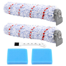 Vervangende Borstelrol voor IFloor Nat-Droog Draadloze Stofzuiger, 2-Pack Rolborstel +2 Voorfilterschuim